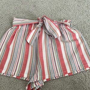 patterned paper bag shorts with belt
